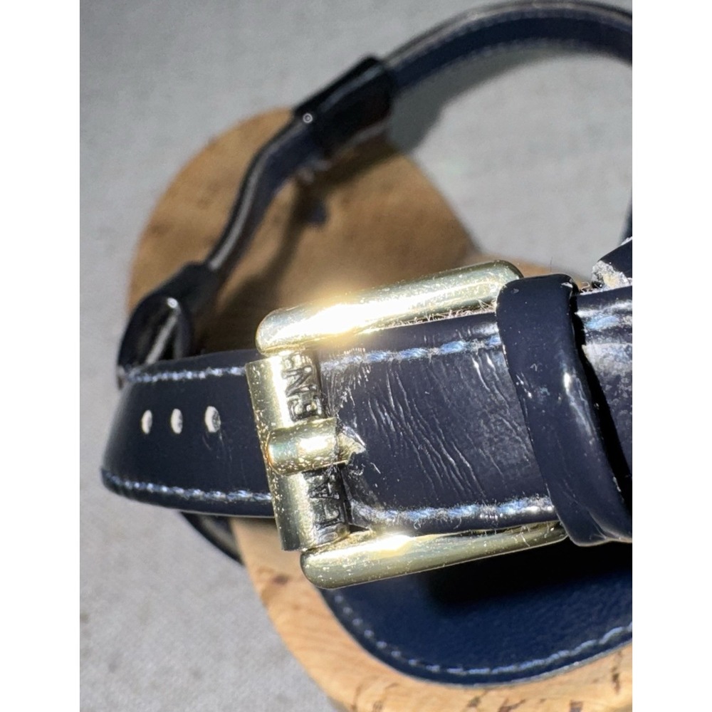 Ralph Lauren Navy Blue Women's 8.5 T-Shaped Thong Wedge Sandals Heels - Picture 9 of 9
